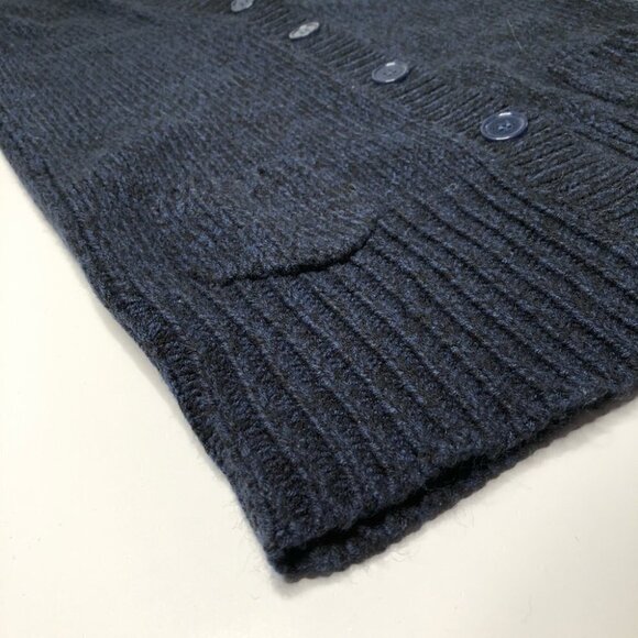 Joe FRESH Deep Navy Chunky Knit Pocket Long Buttonup Grampa Cardigan Sweater - Picture 6 of 14